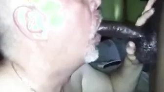 Skinny Bear Sucks Young Black Cock Until He Swallows Every Drop