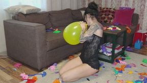 Mishel sits rides pops and makes a blow to pop 1