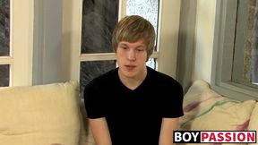 Interviewed young man Corey Jakobs masturbates and cum