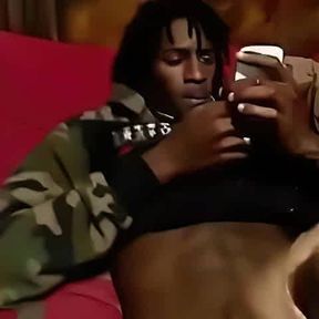 Black Stud Strokes His Massive Cock On Webcam