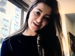 Amateur brunette double toying on webcam