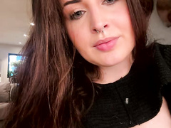 Stunning Curvy Brunette Teases With Tattoos and Lingerie