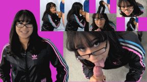 eRica gets her protein wearing a her Adidas Chile 62 tracksuit & liquid leggings
