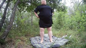 Girlfriend strips in a park and touches her wet pussy&#x270C;