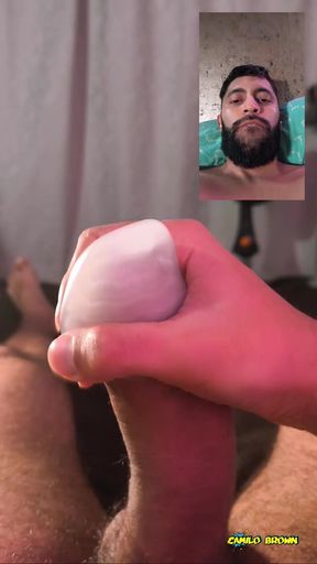 Using a Tenga Egg on My Big Uncut Cock Filling It with Cum and Letting It Drip Onto My Mouth