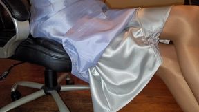 Liquid satin slip underneath my skirt