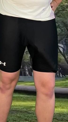 Monster Cock Cyclist Outdoor Dick Flash Cum in Tight Pants