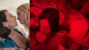 alice & eve sweet sensual threesome fuck with stranger and cum load swap
