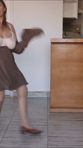Hot busty milf MariaOld teasing in the stockings with garter   Clip 2