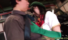 Japanese cosplay teens rimmed and licked out