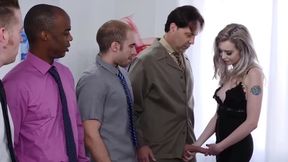 Lexi Lore is up for DP during gangbang in her small office