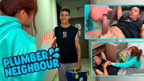 Young neighbor plumber gets fucked by 18-year-old Colombian virgin Celeste Alba