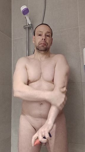 Massage with moisturizing oil, handjob and ejaculation