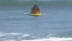 Little April Playing in the Beach