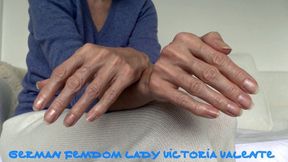 Lady Victoria Valente - Cashmere outfit, beautiful hands, short fingernails, close-ups, Joi