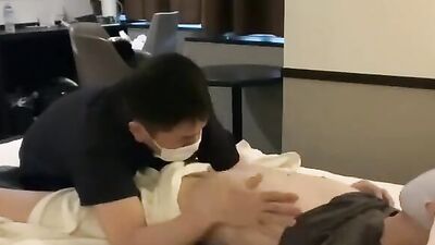 Nipple licking & handjob by college student