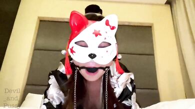 Yukata girl wearing ball gag and nipple clamps fucked with doggy style and drooling