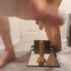 Licking up my cum fucking my dildo again