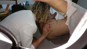 patient goes for a prostate exam, but ends up with a strapon stuck in his ass