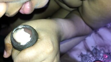 Sri Lankan MILF enjoys ice cream on his cock before swallowing his load
