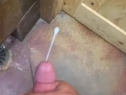 Quick wank in public restroom