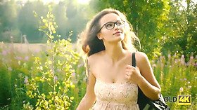 Teen babe loves old and young experience in the forest