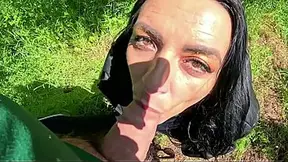 Outdoor Deepthroat, Rough Facefucking and Cum All Over My Downjacket