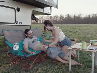 Would u go camping with us? Quick outdoor bang PAWG creampie