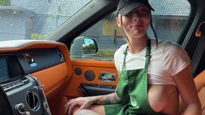 Horny Tattooed Barista Eats Teddy Tarantino's Cock in the Car on Her Break