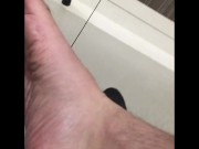 Public toilet in shopping centre - Got horny decided to go fishing for someone to suck my toes off