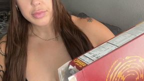 Eating open mouth with belches and tooth picking