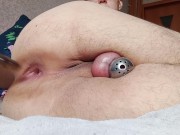 Prostate Milking in Chastity Cage