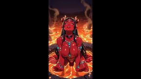 Demon girl in a lava bath (Ai animation)