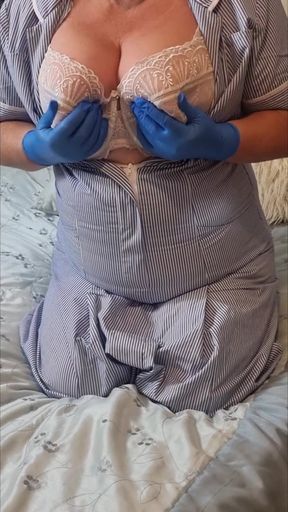 Naughty Nurse Julie - Bra Reveal &amp; Teasing Huge Tits - 002-S-V-3-TEASER