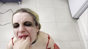 Rough domination of a slavegirl and anal fuck at the kitchen