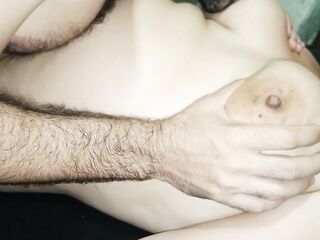 Breastfeeding my spouse whilst we bang, that guy's addicted to my large natural melons