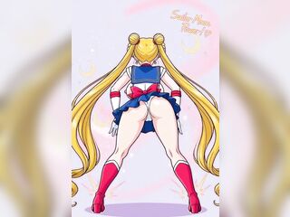 Sailor Moon Shaking Her Taut Shaved Booty Cunt