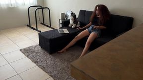 my stepsister thought she was home alone... i caught her masturbating!