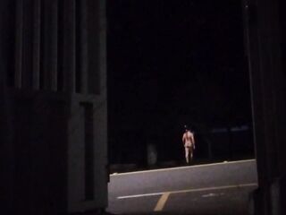 Lascivious slut parading down the street at dawn