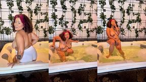 bbw ebony goddess teases and smokes in the bathtub