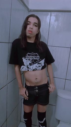 Shorts of this Gothic Tranny Slut masturbating in her panties in her shorts Transvestite Woman Carlezinha Naked female slut slut