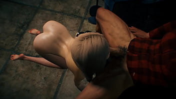 Hot Blonde Sucking Lumberjack Cock on Her Knees