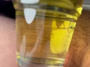 Big Erected Clit Peeing In Glass After Orgasm