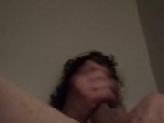 Transgirl Sliming Cum All Over Herself Naked, Assfingering and Cum-Eating