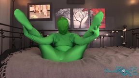 Hooded Full Body Green Zentai Girl