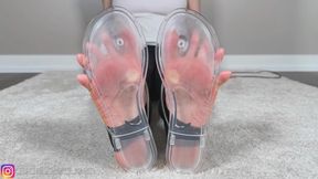 Soles in Clear Sandals and Stirrup Leggings Tease