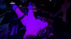 Helpless slave girl gets pounded by a machine in the BDSM dungeon