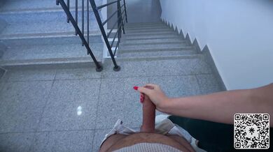 Big Ass Blonde rides me hard in the stairwell elevator what a loud slut