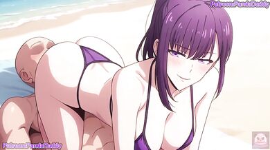 Bikini Roleplay Blown Away with Gushing Blowjob Cumshot During Solo Leveling Hentai