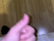 Wanking my hard cock until I cum all over the floor